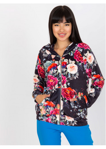 Čierna kvetovaná mikina