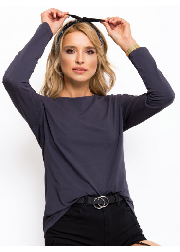 Grafitovo sivé basic tričko s dlhým rukávom