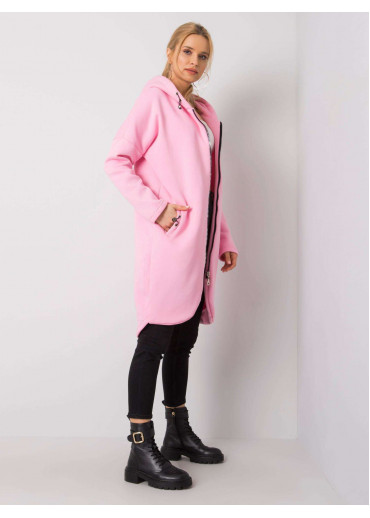 Púdrovo ružová predĺžená mikina