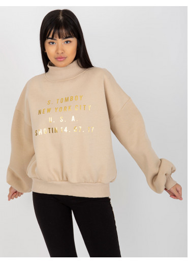 Béžovo hnedá mikina s potlačou