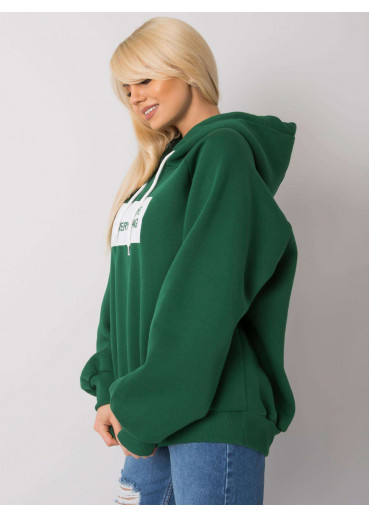 Tmavozelená oteplená mikina s kapucňou