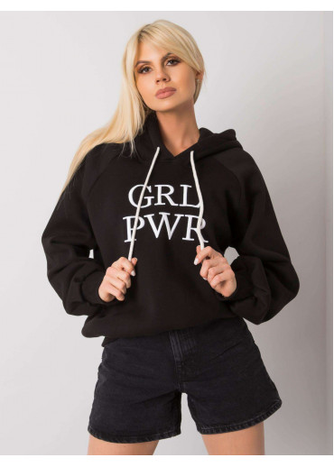 Čierna oteplená mikina s kapucňou