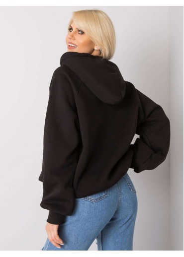 Čierna oteplená mikina s kapucňou