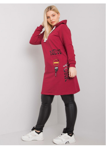 Bordovo červená tunika s potlačou