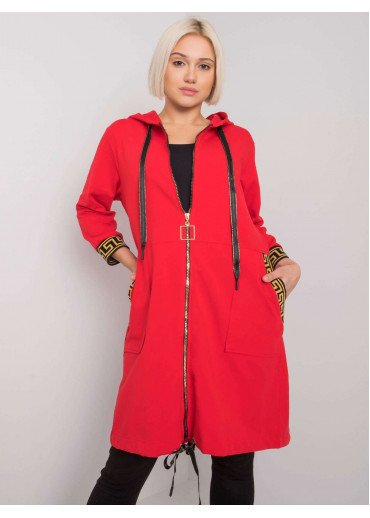 Červená dámska oversize predĺžená mikina