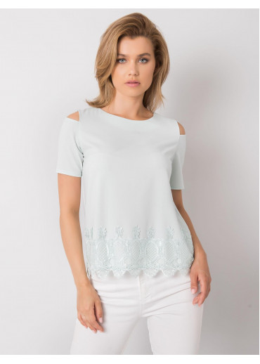 Svetlozelené tričko s čipkou