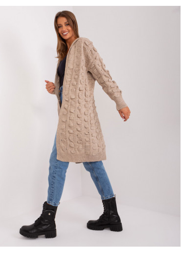 Kapučínovo hnedý kardigán s kapucňou