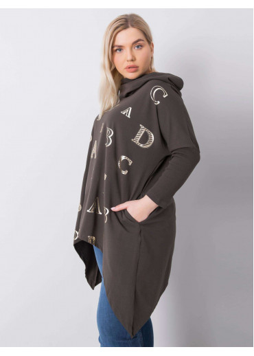 Khaki zelená tunika s kapucňou