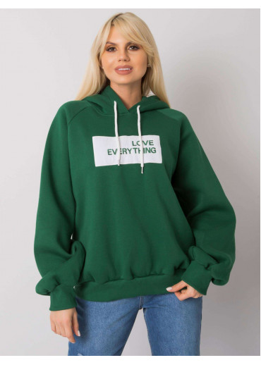 Tmavozelená oteplená mikina s kapucňou