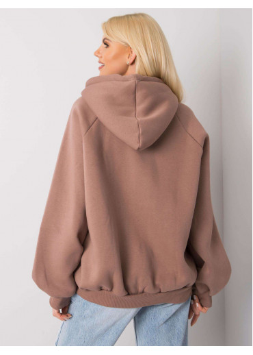 Béžovo hnedá oteplená mikina s kapucňou