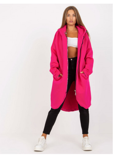 Fuchsiovo ružová predĺžená mikina