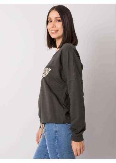 Khaki zelená mikina s potlačou