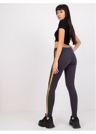 Grafitovo sivé legíny s lampasmi