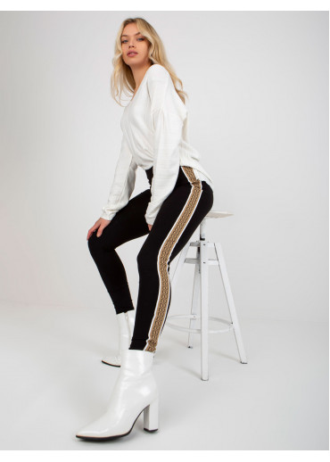 Béžovo hnedé legíny s lampasom