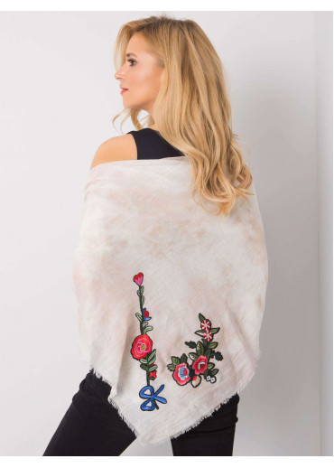 Béžovo hnedá šatka s výšivkami