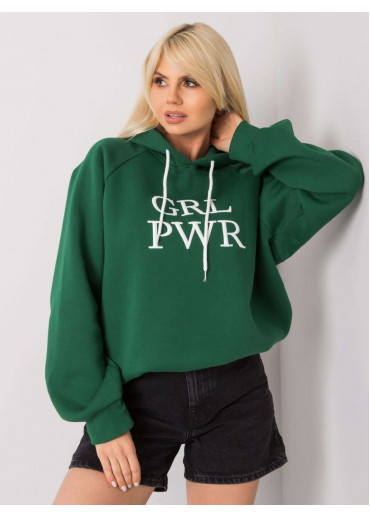 Zelená oteplená mikina s kapucňou