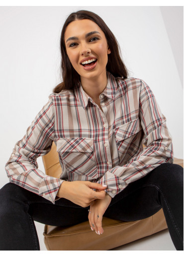 Béžovo hnedá károvaná blúzka