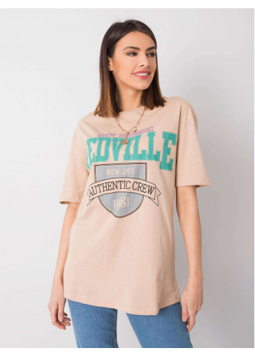 Béžovo hnedé tričko s potlačou