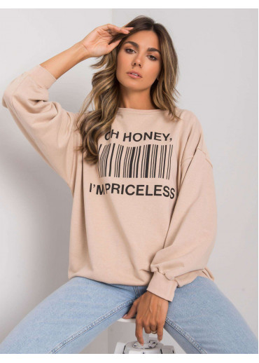 Béžovo hnedá mikina s potlačou