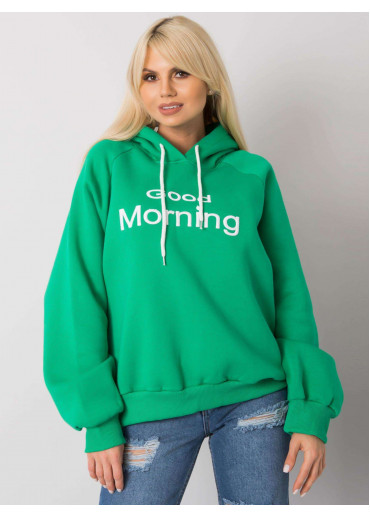 Zelená oteplená mikina s kapucňou