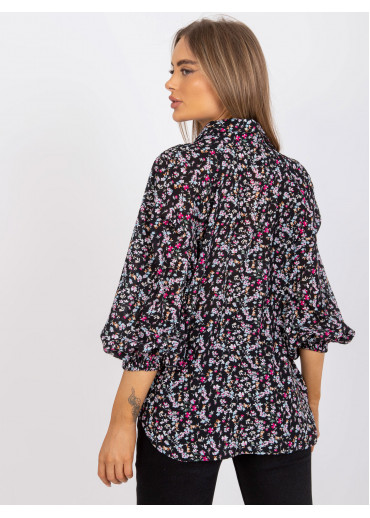 Čierna kvetovaná blúzka