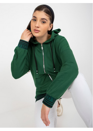 Tmavozelená mikina s kapucňou