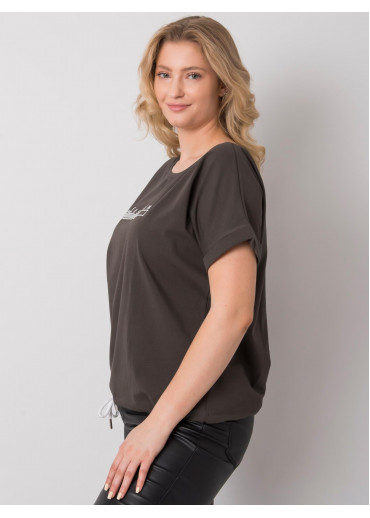 Khaki zelené one size tričko s výšivkou