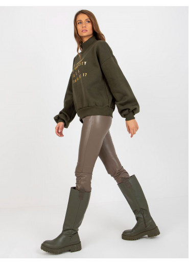 Khaki zelená mikina s potlačou