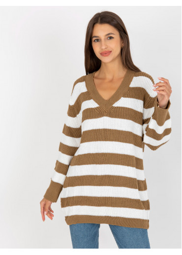 Béžovo hnedý pruhovaný sveter