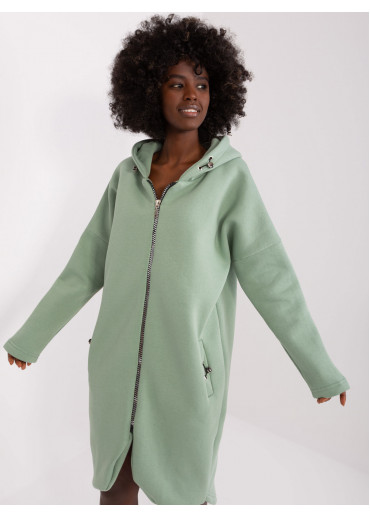 Svetlozelená predĺžená mikina