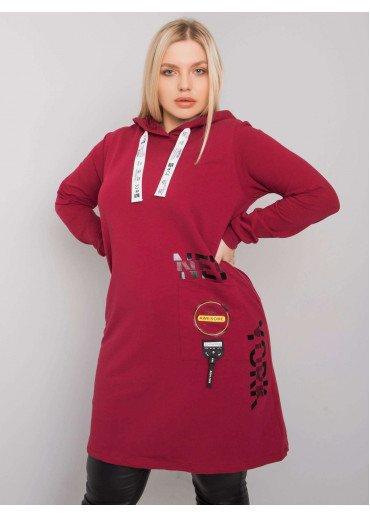 Bordovo červená tunika s potlačou