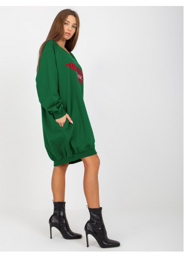 Tmavozelená mikinová tunika Milano