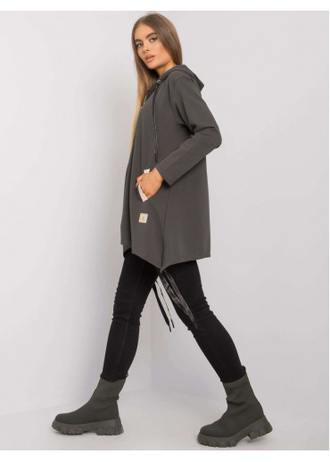 Khaki zelená asymetrická mikina