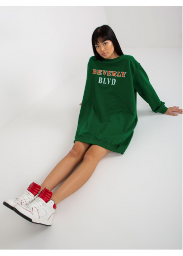 Tmavozelená predĺžená mikina