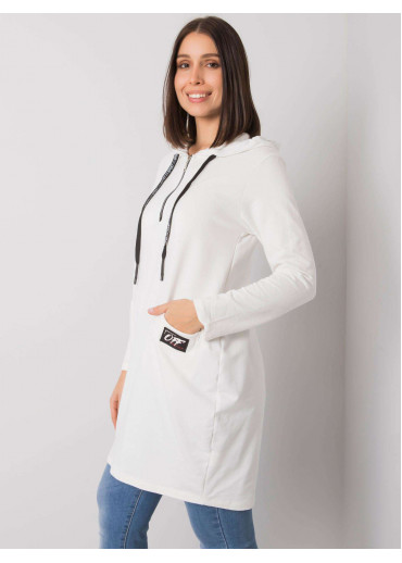 Smotanovo biela tunika s kapucňou