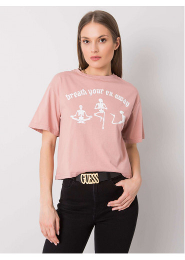 Tmavopúdrovo ružové bavlnené tričko