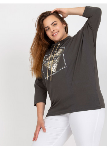 Khaki zelené tričko s potlačou