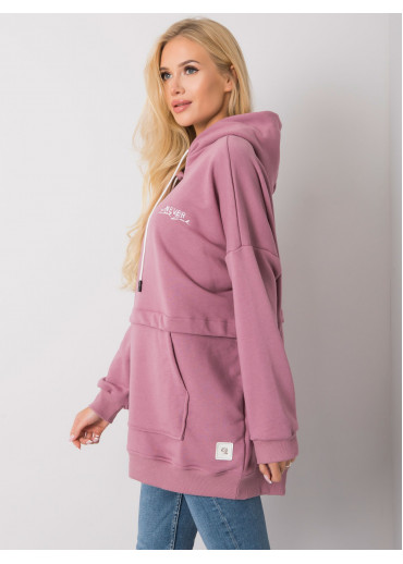 Tmavopúdrovo ružová mikina s kapucňou