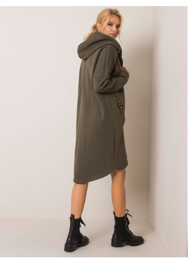 Khaki zelená predĺžená mikina