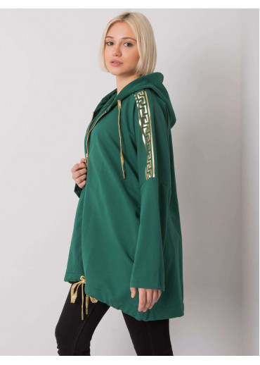 Tmavozelená mikina s kapucňou