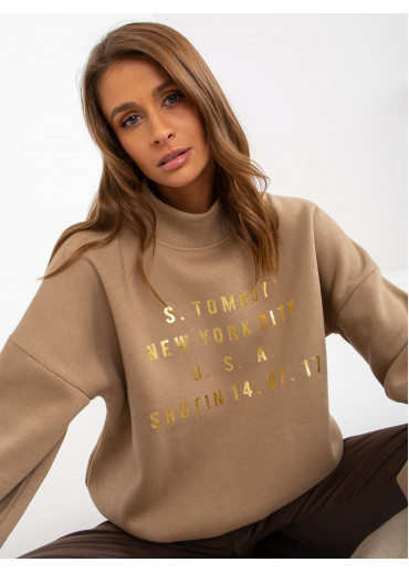 Béžovo hnedá mikina s potlačou