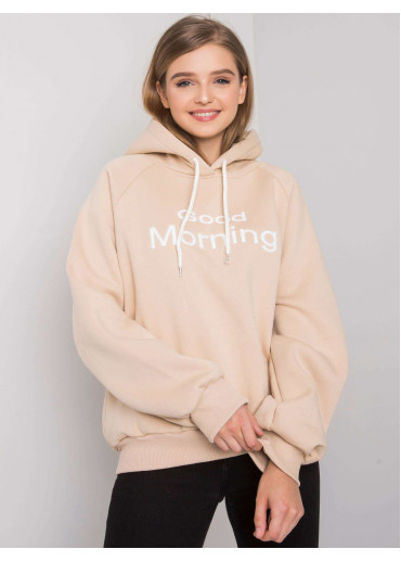 Béžovo hnedá oteplená mikina s kapucňou