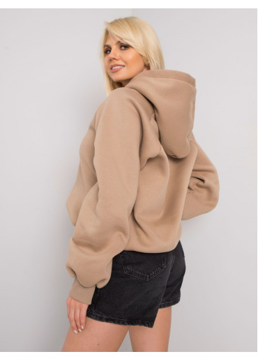 Béžovo hnedá oteplená mikina s kapucňou