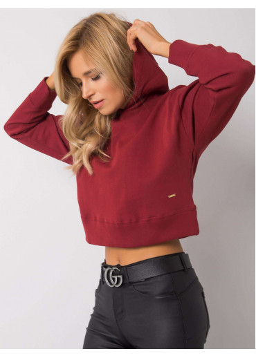 Bordovo červená crop top mikina