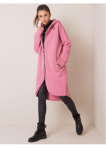 Púdrovo ružová predĺžená mikina