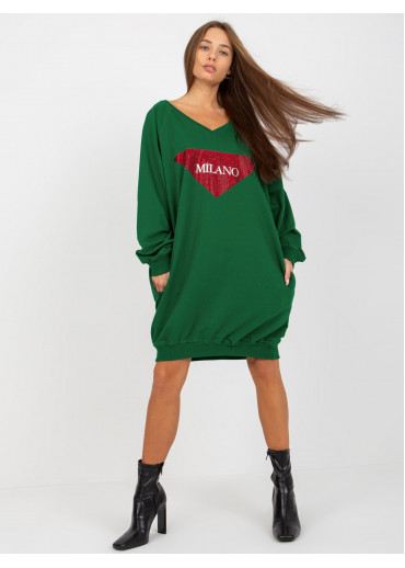 Tmavozelená mikinová tunika Milano