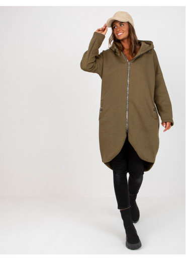 Khaki zelená predĺžená mikina