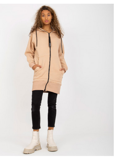 Béžovo hnedá predĺžená mikina