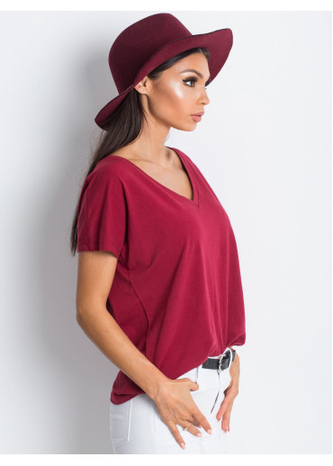 Bordovo červené bavlnené tričko