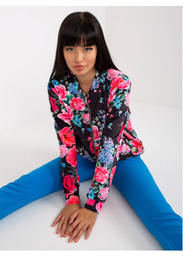 Čierna kvetovaná mikina